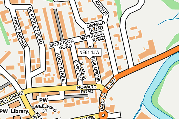 NE61 1JW map - OS OpenMap – Local (Ordnance Survey)