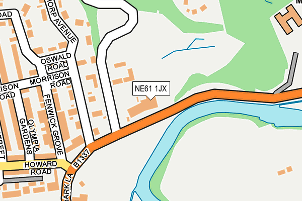 NE61 1JX map - OS OpenMap – Local (Ordnance Survey)