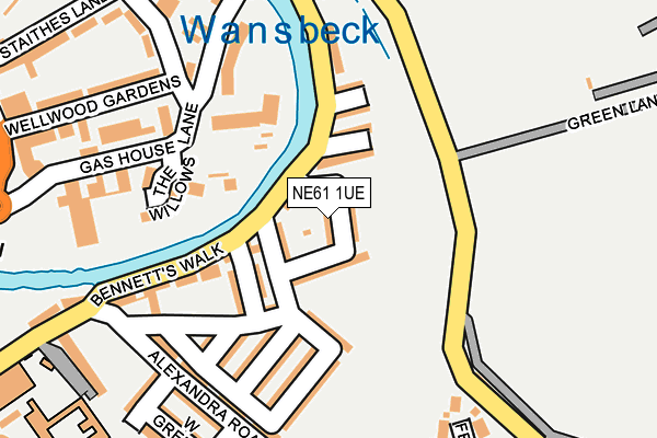 NE61 1UE map - OS OpenMap – Local (Ordnance Survey)