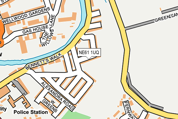 NE61 1UQ map - OS OpenMap – Local (Ordnance Survey)