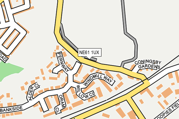 NE61 1UX map - OS OpenMap – Local (Ordnance Survey)