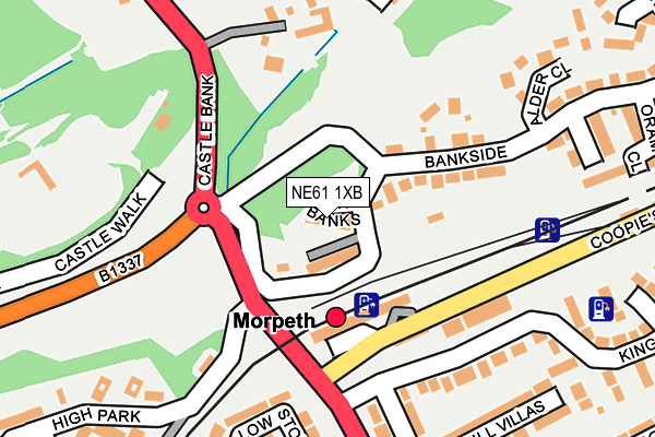 NE61 1XB map - OS OpenMap – Local (Ordnance Survey)