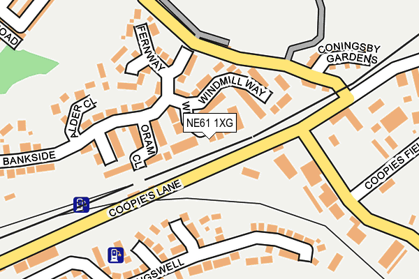 NE61 1XG map - OS OpenMap – Local (Ordnance Survey)