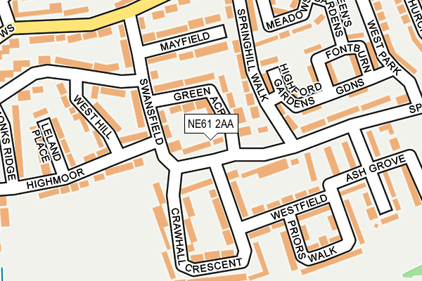 NE61 2AA map - OS OpenMap – Local (Ordnance Survey)