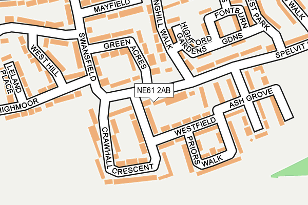 NE61 2AB map - OS OpenMap – Local (Ordnance Survey)