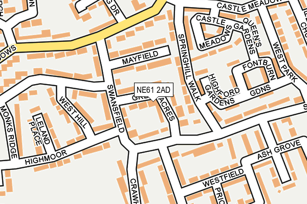 NE61 2AD map - OS OpenMap – Local (Ordnance Survey)