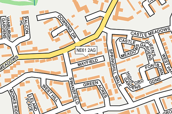 NE61 2AG map - OS OpenMap – Local (Ordnance Survey)