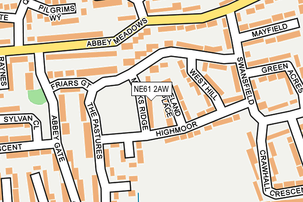 NE61 2AW map - OS OpenMap – Local (Ordnance Survey)