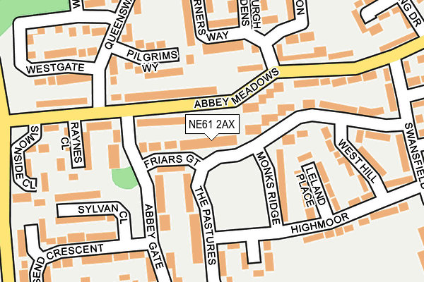 NE61 2AX map - OS OpenMap – Local (Ordnance Survey)
