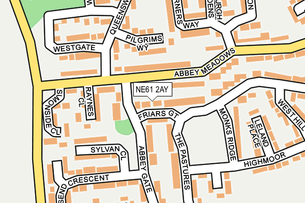 NE61 2AY map - OS OpenMap – Local (Ordnance Survey)