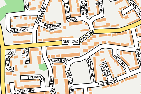 NE61 2AZ map - OS OpenMap – Local (Ordnance Survey)