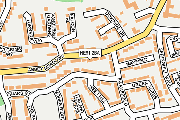 NE61 2BA map - OS OpenMap – Local (Ordnance Survey)