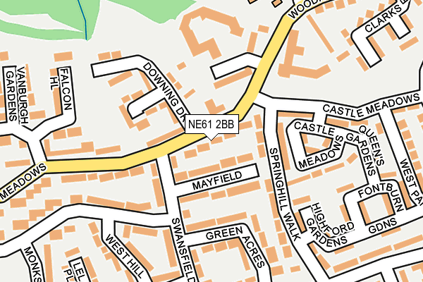 NE61 2BB map - OS OpenMap – Local (Ordnance Survey)
