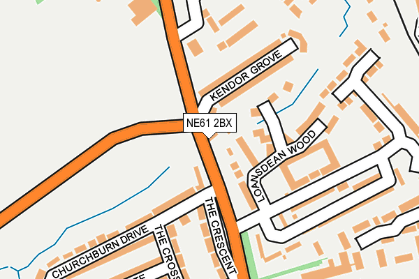 NE61 2BX map - OS OpenMap – Local (Ordnance Survey)