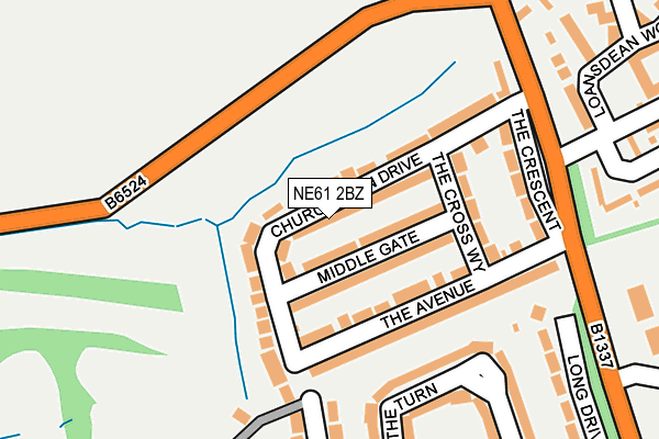 NE61 2BZ map - OS OpenMap – Local (Ordnance Survey)