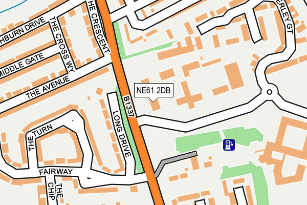 NE61 2DB map - OS OpenMap – Local (Ordnance Survey)