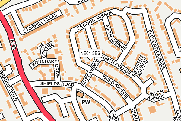 NE61 2ES map - OS OpenMap – Local (Ordnance Survey)