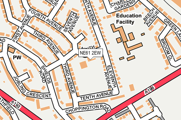 NE61 2EW map - OS OpenMap – Local (Ordnance Survey)
