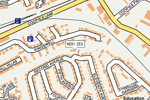 NE61 2EX map - OS OpenMap – Local (Ordnance Survey)