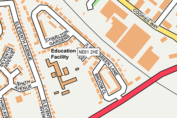 NE61 2HE map - OS OpenMap – Local (Ordnance Survey)