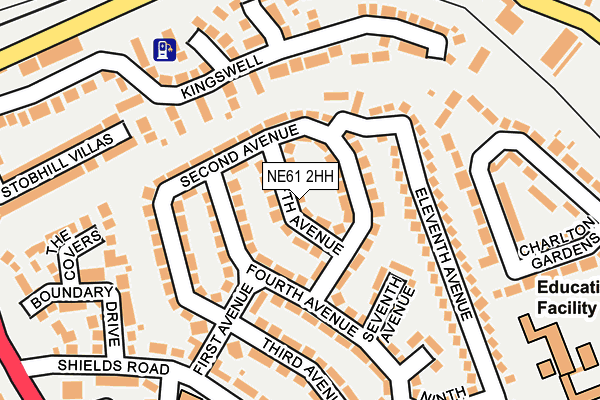 NE61 2HH map - OS OpenMap – Local (Ordnance Survey)