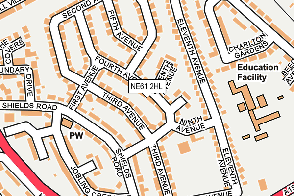 NE61 2HL map - OS OpenMap – Local (Ordnance Survey)