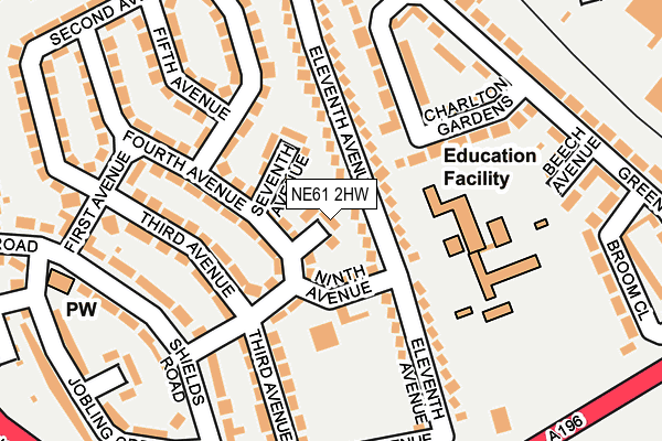 NE61 2HW map - OS OpenMap – Local (Ordnance Survey)