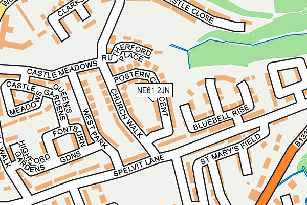NE61 2JN map - OS OpenMap – Local (Ordnance Survey)