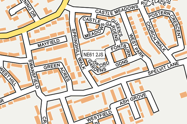 NE61 2JS map - OS OpenMap – Local (Ordnance Survey)