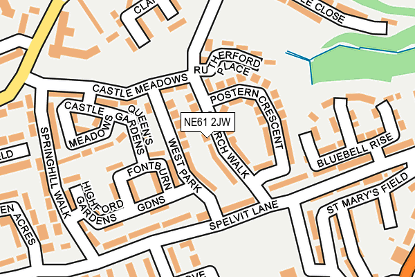 NE61 2JW map - OS OpenMap – Local (Ordnance Survey)
