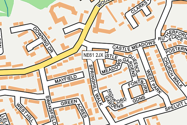 NE61 2JX map - OS OpenMap – Local (Ordnance Survey)