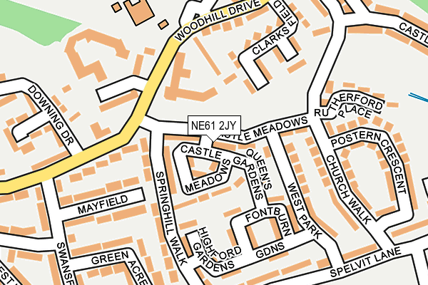 NE61 2JY map - OS OpenMap – Local (Ordnance Survey)
