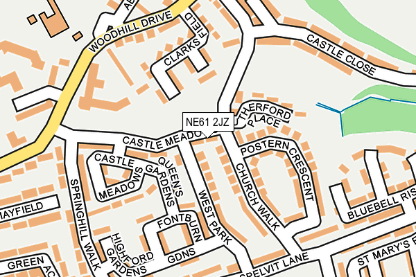 NE61 2JZ map - OS OpenMap – Local (Ordnance Survey)