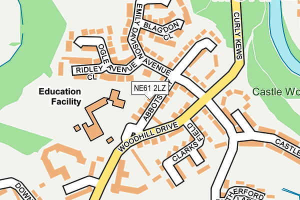 NE61 2LZ map - OS OpenMap – Local (Ordnance Survey)