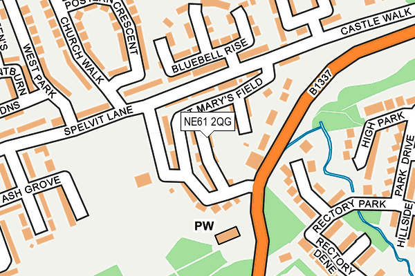NE61 2QG map - OS OpenMap – Local (Ordnance Survey)