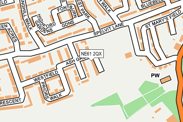 NE61 2QX map - OS OpenMap – Local (Ordnance Survey)