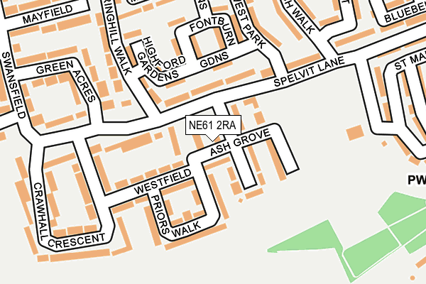 NE61 2RA map - OS OpenMap – Local (Ordnance Survey)