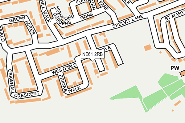 NE61 2RB map - OS OpenMap – Local (Ordnance Survey)