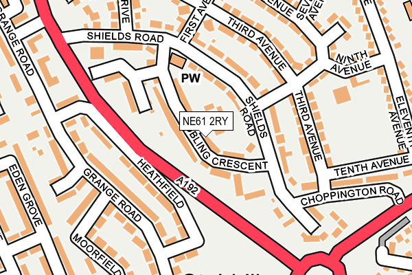 NE61 2RY map - OS OpenMap – Local (Ordnance Survey)
