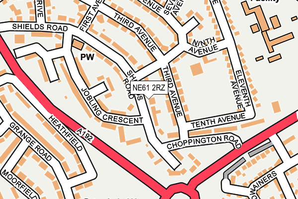 NE61 2RZ map - OS OpenMap – Local (Ordnance Survey)