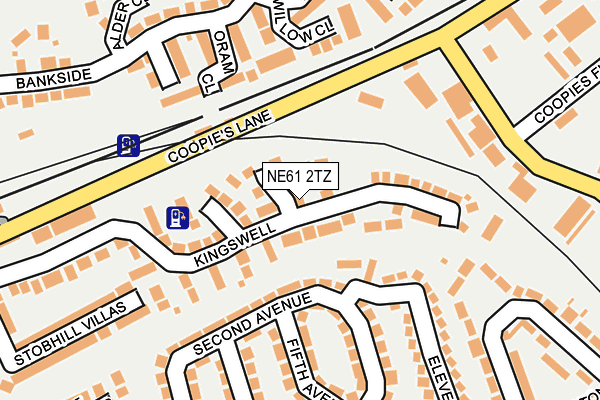 NE61 2TZ map - OS OpenMap – Local (Ordnance Survey)