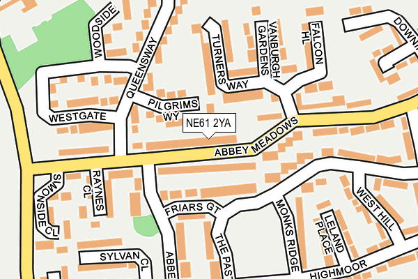 NE61 2YA map - OS OpenMap – Local (Ordnance Survey)