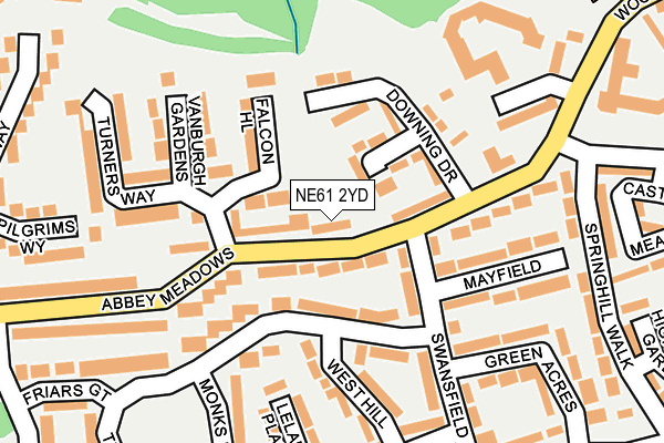 NE61 2YD map - OS OpenMap – Local (Ordnance Survey)