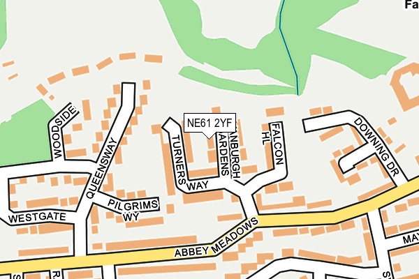 NE61 2YF map - OS OpenMap – Local (Ordnance Survey)