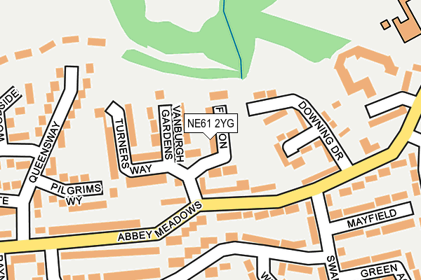 NE61 2YG map - OS OpenMap – Local (Ordnance Survey)