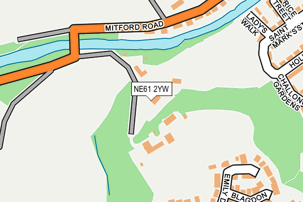 NE61 2YW map - OS OpenMap – Local (Ordnance Survey)