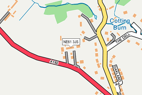 NE61 3JS map - OS OpenMap – Local (Ordnance Survey)