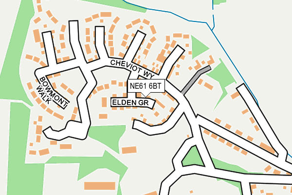 NE61 6BT map - OS OpenMap – Local (Ordnance Survey)