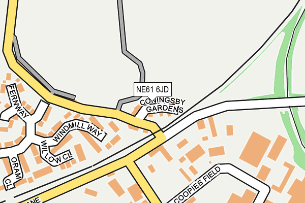 NE61 6JD map - OS OpenMap – Local (Ordnance Survey)