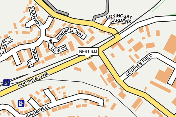 NE61 6JJ map - OS OpenMap – Local (Ordnance Survey)